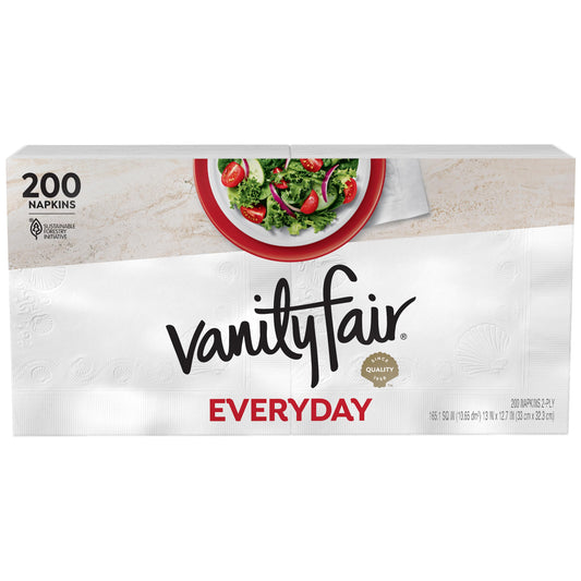 Vanity Fair Everyday Paper Napkins, 200 Count, Disposable Napkins Made Soft And Smooth For Everyday Meals