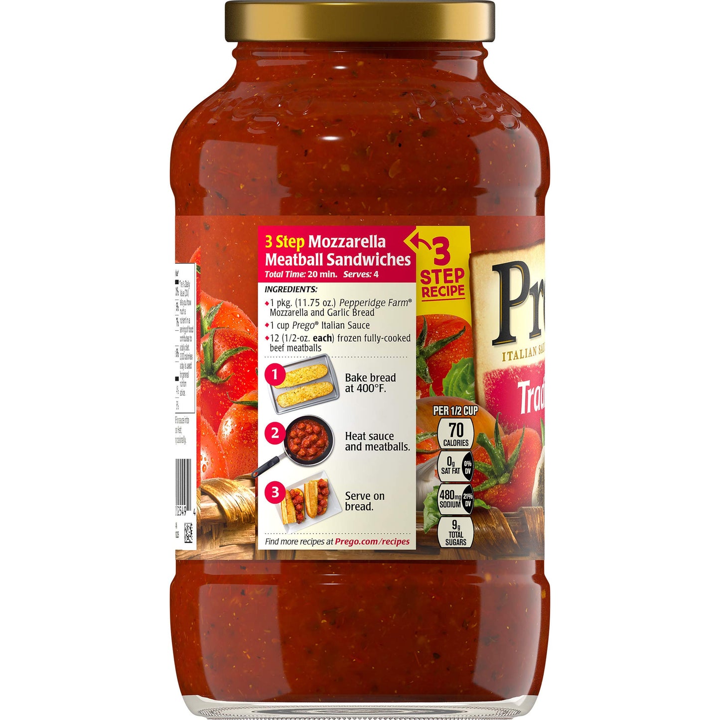 Prego Chunky Tomato with Garlic and Onion Pasta Sauce, 24 Oz Jar