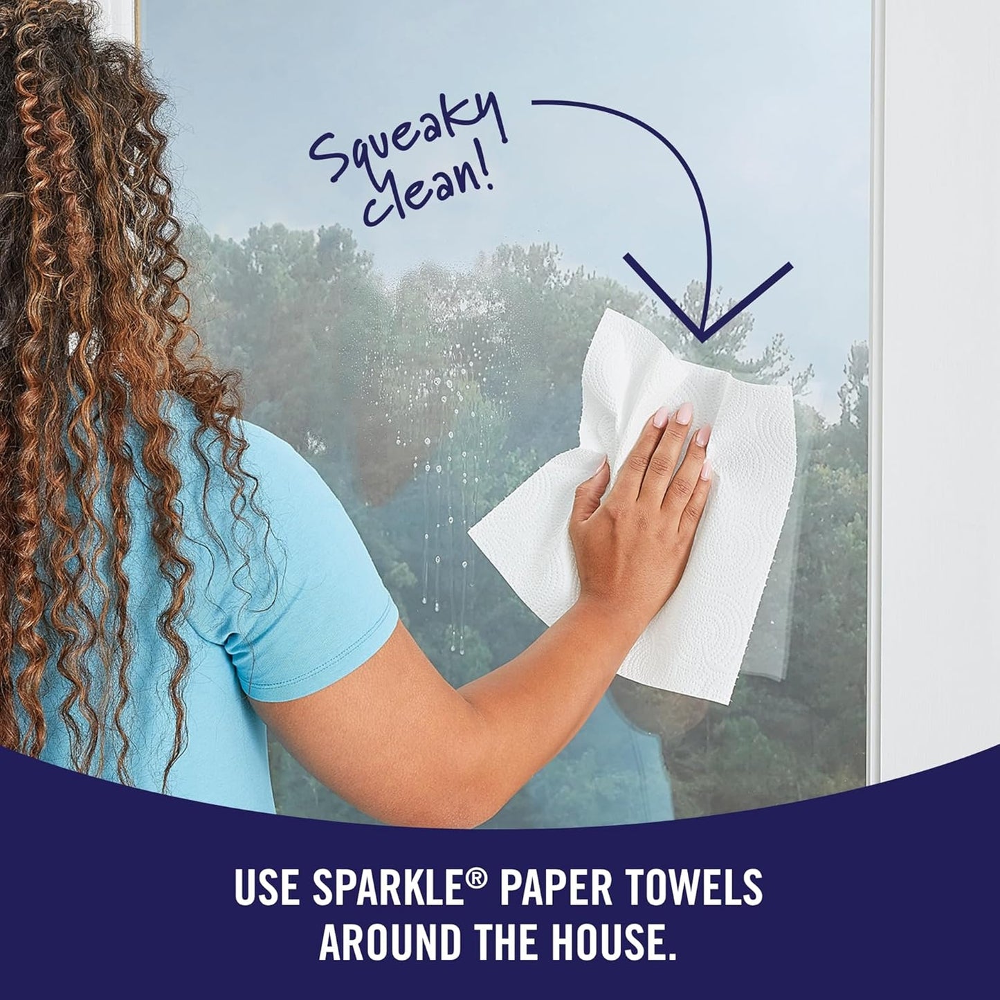 Sparkle Tear-A-Square Paper Towels, 2 Double Rolls = 4 Regular Rolls, Customizable Sheet Size Paper Towel