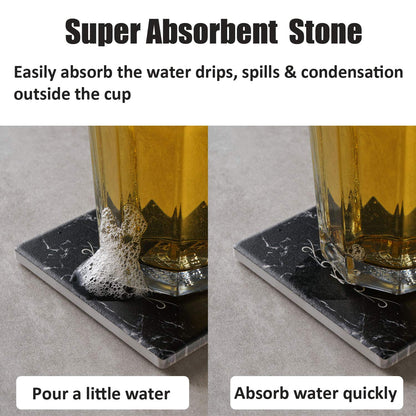 Coasters for Drinks, Funny Drink Coasters Absorbent with Holder 6 Pcs Absorbing Stone Funny Coaster Gift Set Housewarming Gift New Home Apartment Kitchen House Decor Gift for Women Men