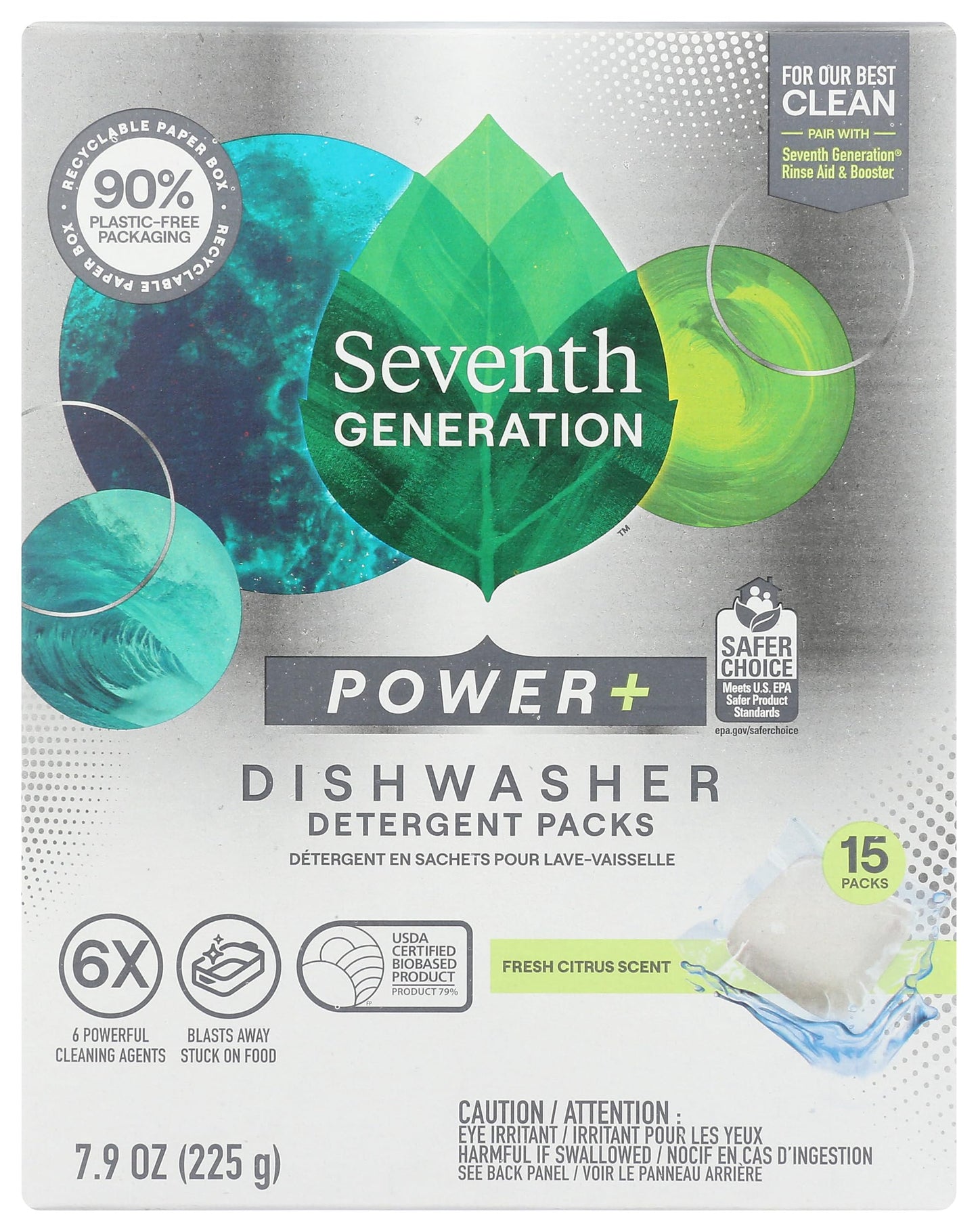 Seventh Generation Power Plus Dishwasher Detergent Packs Fresh Citrus scent Pack of 2 for sparkling dishes Dishwasher tabs 40 count