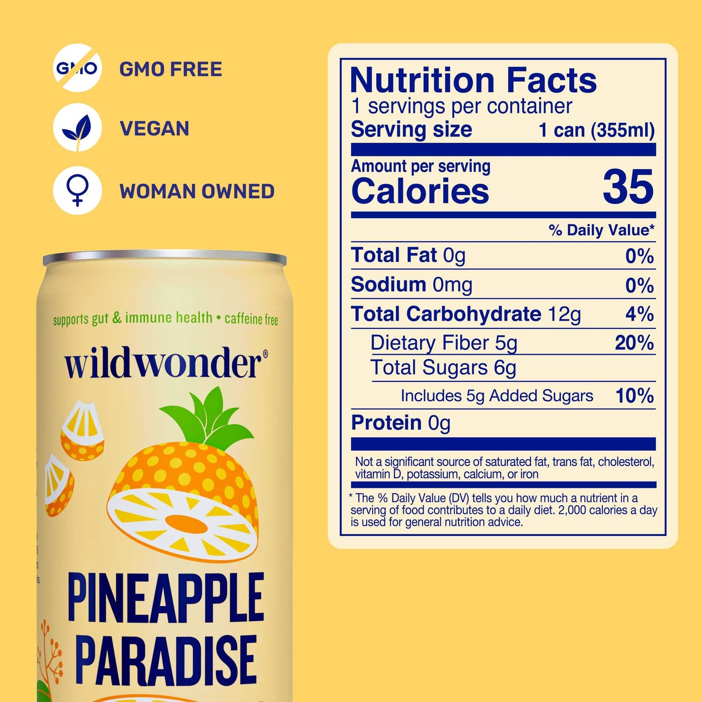 wildwonder Sparkling Probiotic Juice Drink w/Gut Health Immunity, Digestion Support, 5g Fiber, Live Probiotics, Caffeine Free, Organic, Low Sugar, 12pk 12oz, Strawberry Passion, As Seen on Shark Tank