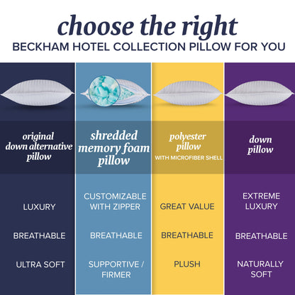 Beckham Hotel Collection Bed Pillows Standard / Queen Size Set of 2 - Down Alternative Bedding Gel Cooling Pillow for Back, Stomach or Side Sleepers