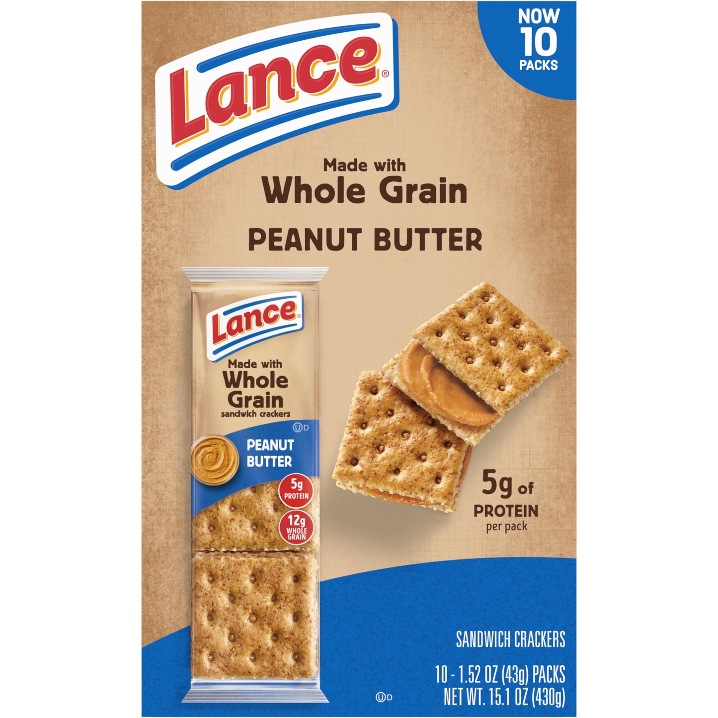 Lance Sandwich Crackers, Captain's Wafer Grilled Cheese, 10 Individual Packs, 6 Sandwiches Each