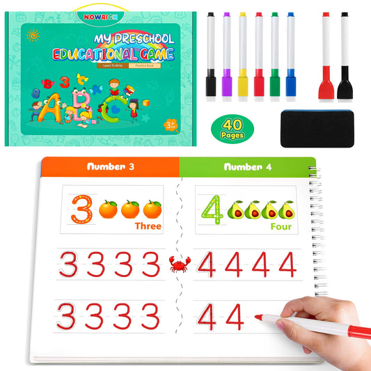 Toddler Preschool Learning Activities Handwriting Practice Book, 40 Pages Kindergarten Educational Workbooks, Autism Learning Resources, Montessori ABC Tracing Busy Books Toys Gifts for Kids Ages 3-5