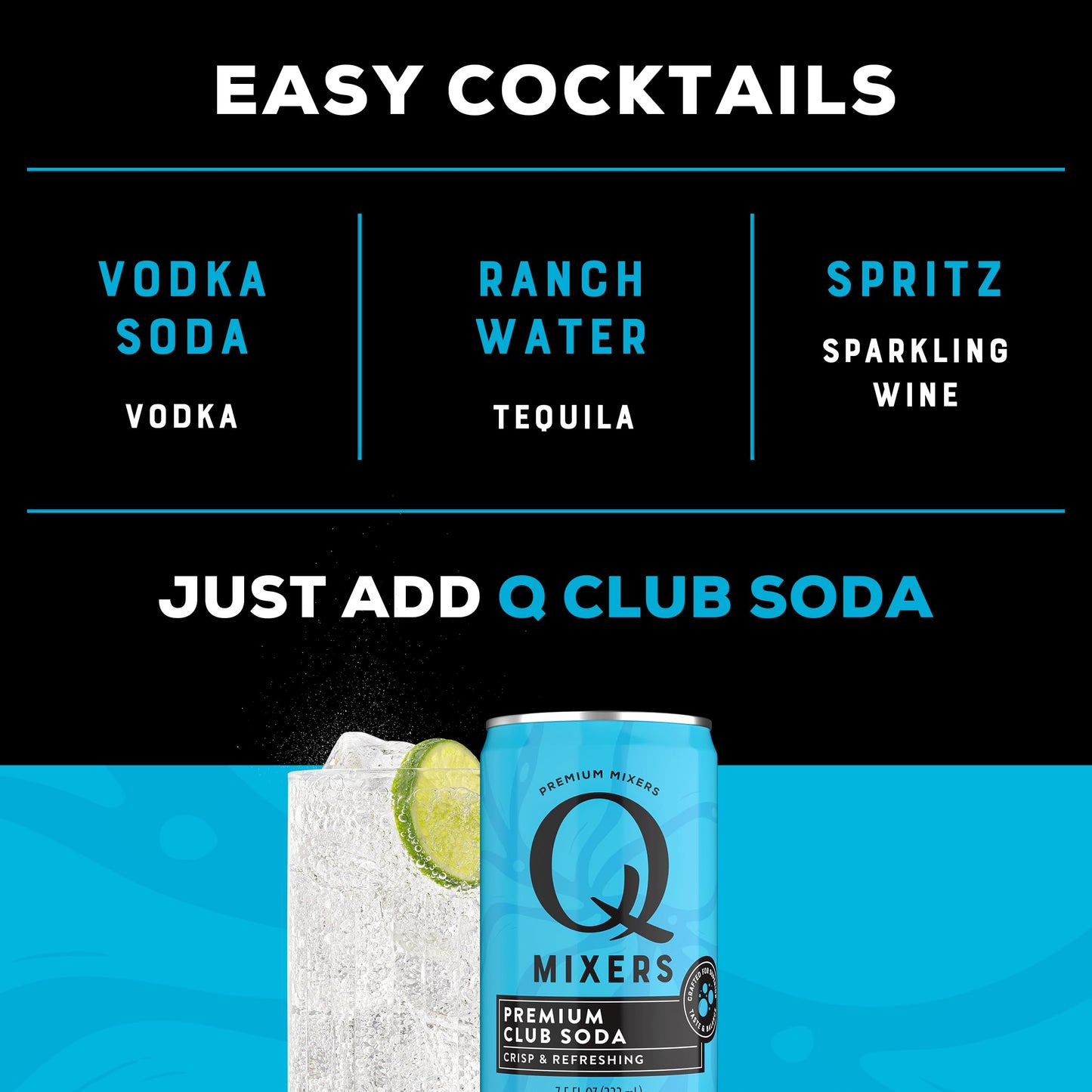 Q Mixers Tonic Water, Premium Cocktail Mixer Made with Real Ingredients, Only 45 Calories per Can, 7.5 Fl oz (Pack of 24)