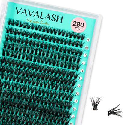 VAVALASH DIY Lash Extension Kit 280 Clusters Individual Lashes Kit 30D 40D 0.07D-10-16mm Lash Clusters, Lash Bond and Seal, Lash Tweezer for DIY Eyelash Extension at Home（Kit-30D+40D-0.07D-10-16MIX）