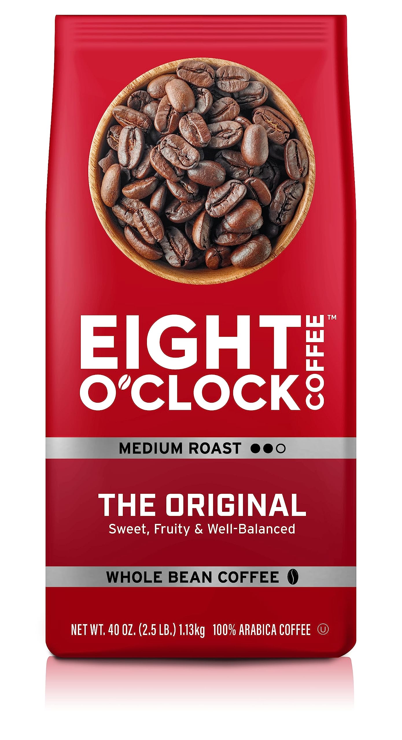 Eight O'Clock Coffee The Original, 40 Ounce (Pack of 1) Medium Roast Whole Bean Coffee, 100% Arabica, Kosher Certified