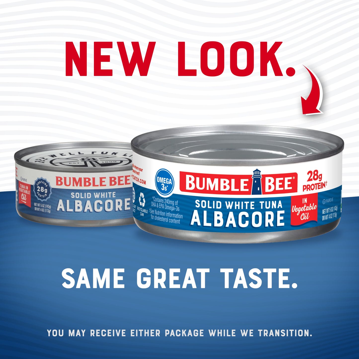 Bumble Bee Solid White Albacore Tuna in Water, 5 oz Can (Pack of 8) - Wild Caught Tuna - 29g Protein per Serving, High in Omega-3s - Non-GMO Project Verified, Gluten Free, Kosher