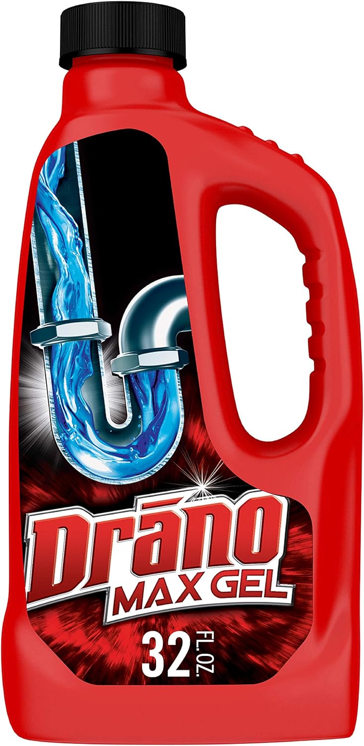 Drano Max Gel Drain Clog Remover and Cleaner for Shower or Sink Drains, Unclogs and Removes Hair, Soap Scum, Blockages, 32 oz