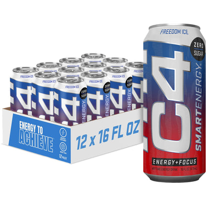 C4 Smart Energy Drink – Boost Focus and Energy with Zero Sugar, Natural Energy, and Nootropics - 200mg Caffeine - Cherry Berry Lime (12oz Pack of 12)