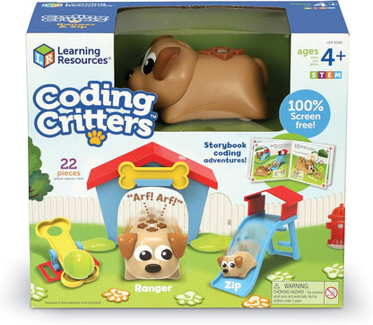 Learning Resources Coding Critters Ranger & Zip,22 Piece Set, Ages 4+, Screen-Free Early Coding Toy for Kids, Interactive STEM Coding Pet, Gifts for Boys and Girls