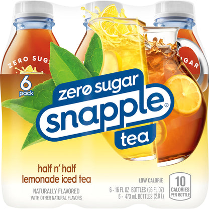 Snapple Zero Sugar Peach Tea, 16 fl oz recycled plastic bottle (Pack of 12)