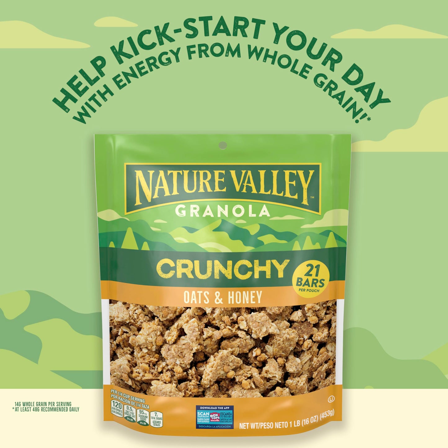 Nature Valley Crunchy Granola, Oats and Honey, Resealable Bag, 16 OZ