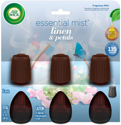 Air Wick Essential Mist Refill, 3 ct, Lavender and Almond Blossom, Essential Oils Diffuser, Air Freshener