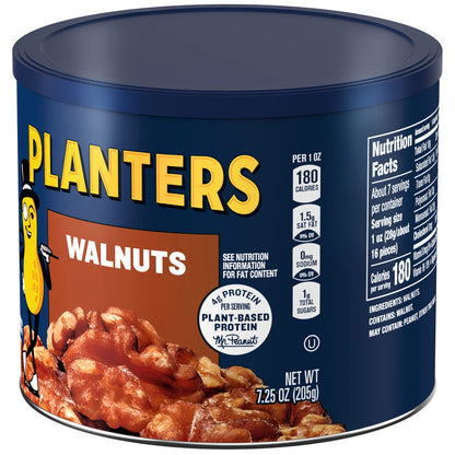 PLANTERS Roasted Pecan Nuts, Party Snacks, Plant-Based Protein, Nuts for Baking, Quick Snack for Adults, After School Snack, Roasted Pecans, Flavored with Sea Salt, Kosher, 7.25oz Canister