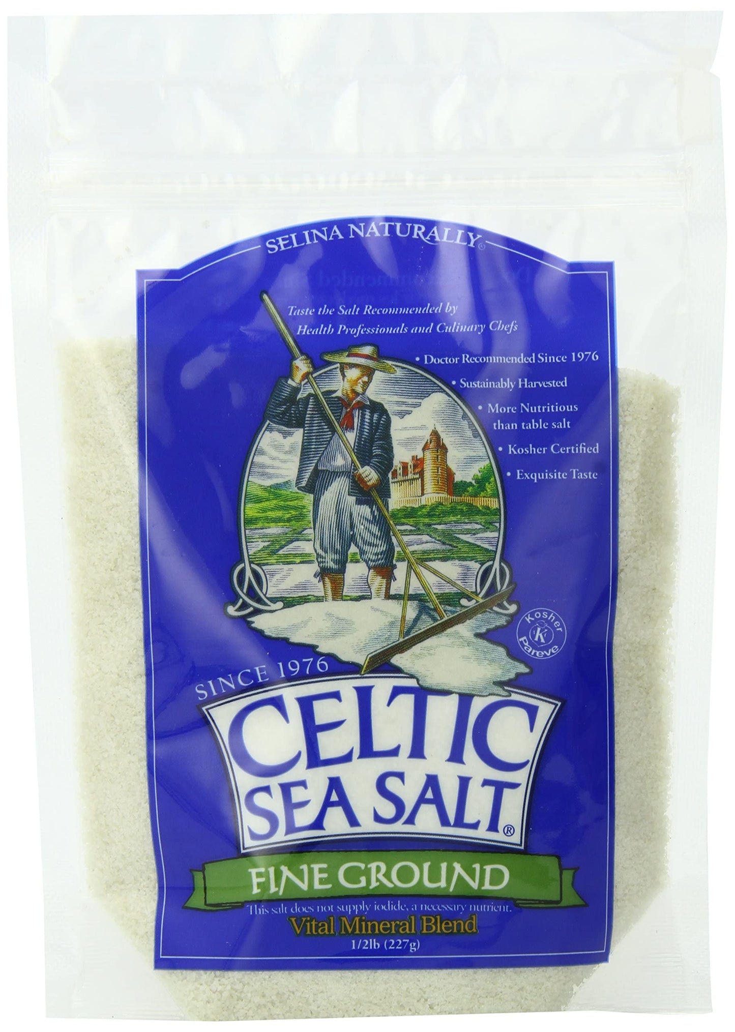 Fine Ground Celtic Sea Salt – 16 Ounce (Pack of 1) Resealable Bag of Nutritious, Classic Sea Salt, Great for Cooking, Baking, Pickling, Finishing and More, Pantry-Friendly, Gluten-Free