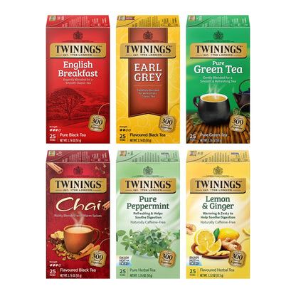 Twinings English Breakfast Black Tea, 100 Individually Wrapped Tea Bags, Smooth, Flavourful, Robust, Caffeinated, Enjoy Hot or Iced