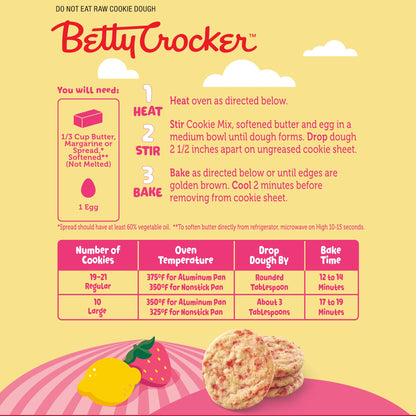 Betty Crocker Peanut Butter Cookie Mix, Makes twelve (12) 2-inch Cookies, 7.2 oz.