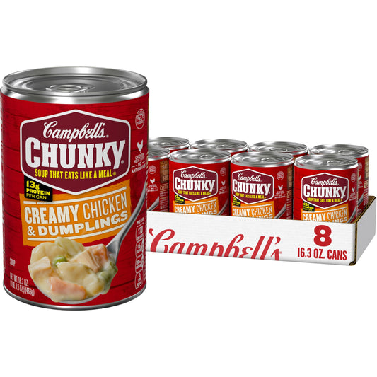 Campbell’s Chunky Soup, Creamy Chicken and Dumplings Soup, 16.3 Oz Can (Case of 8)