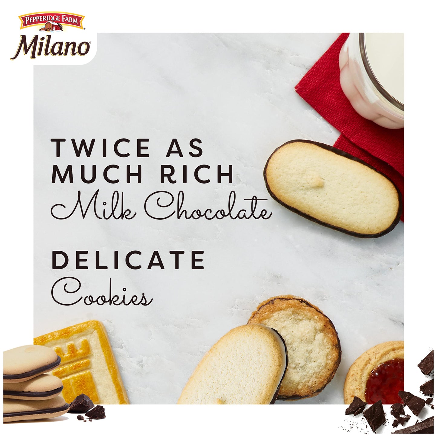 Pepperidge Farm Milano Milk Chocolate Cookies, 6 OZ Bag (15 Cookies)