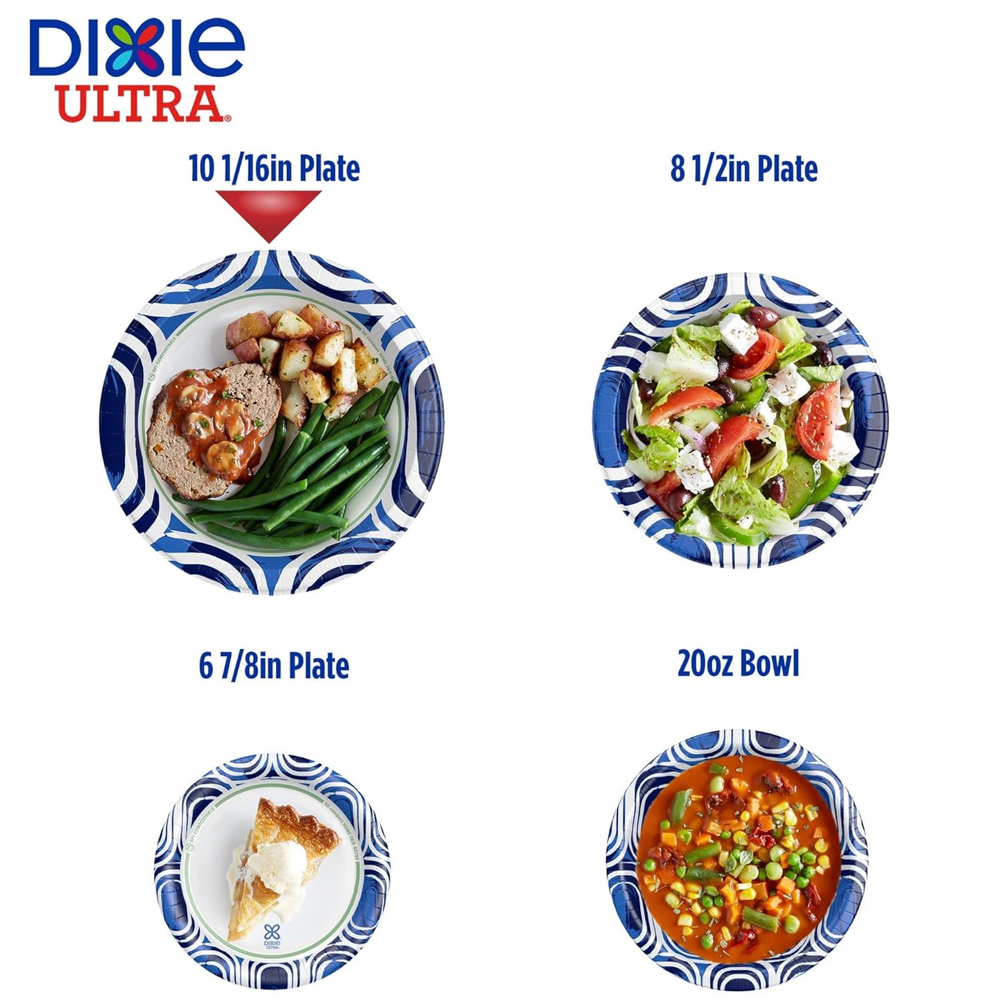 Dixie Ultra, Large Paper Plates, 10 Inch, 44 Count, 3X Stronger*, Heavy Duty, Microwave-Safe, Soak-Proof, Cut Resistant, Disposable Plates For Heavy, Messy Meals