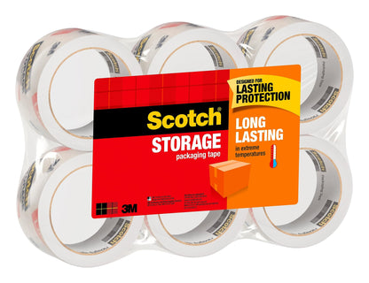 Scotch Long Lasting Storage Packing Tape, Clear, Storage Tape Seals Moving Boxes, 1.88 in x 54.6 yd,6 rolls