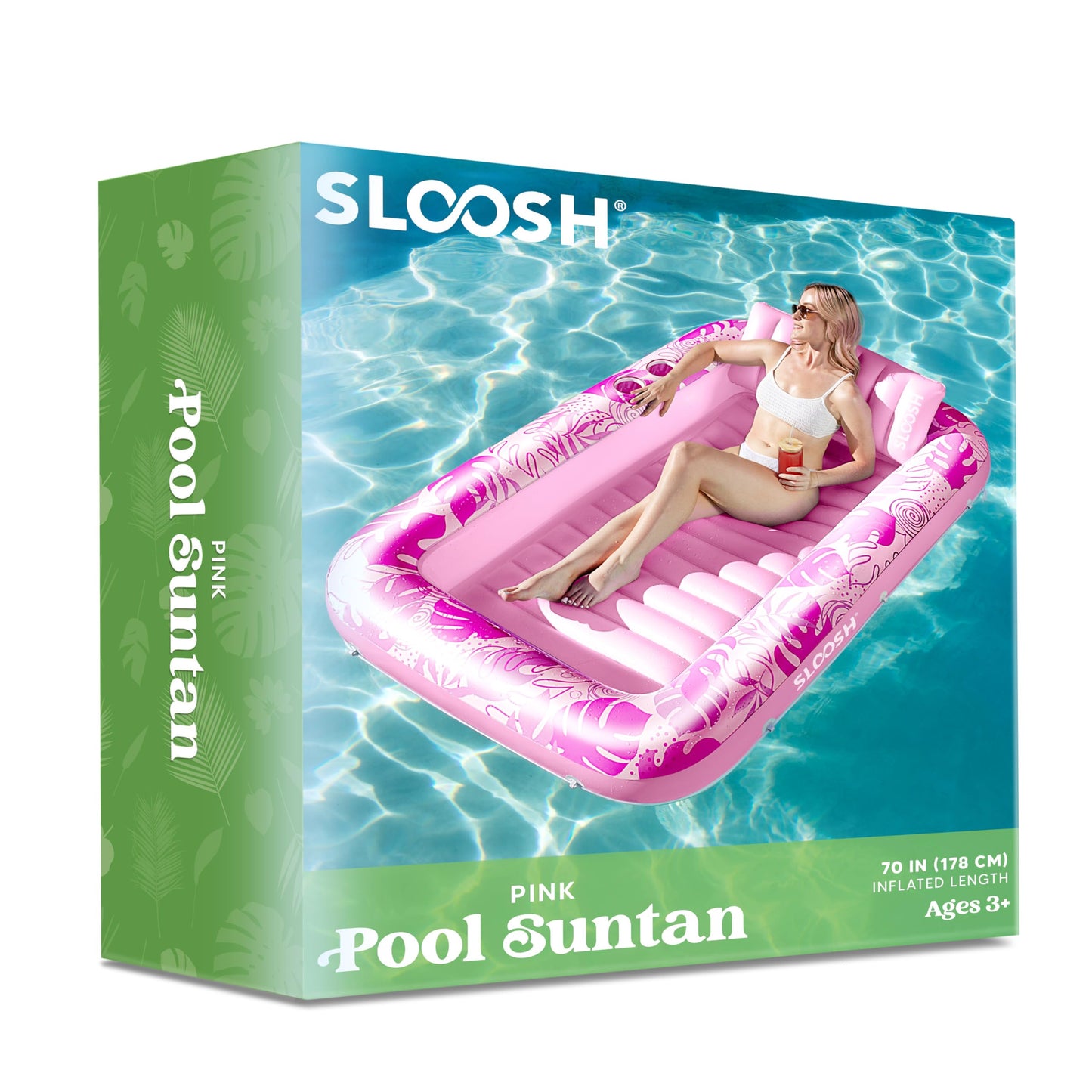 Sloosh Inflatable Tanning Pool Lounger Float for Adults, 70" x 46" Large Suntan Tub Pool Floats Sun Tan Tub Ice Bath Tub Tanning Bed Blow up Pool Raft Lounge Floatie, L-Blue