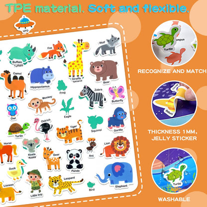 Reusable Sticker Books for Kids, Preschool Learning Sticker Activity Book, Restickable Jelly Stickers Toys for Kids Girls Boys-Vehicles…