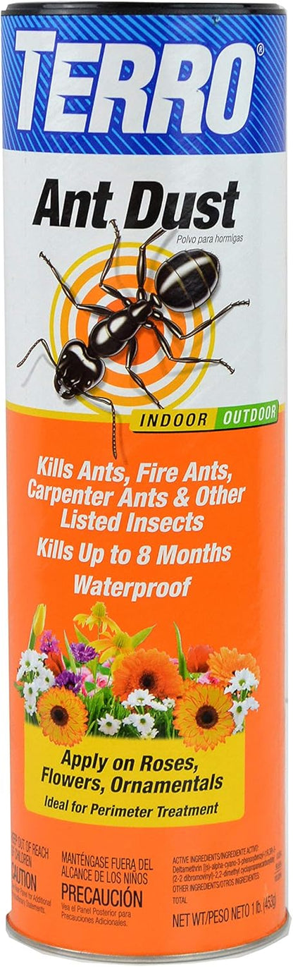 TERRO T600 Ant Dust Powder Killer for Indoors and Outdoors - Kills Ants, Fire Ants, Carpenter Ants, Roaches, Spiders, and Other Insects