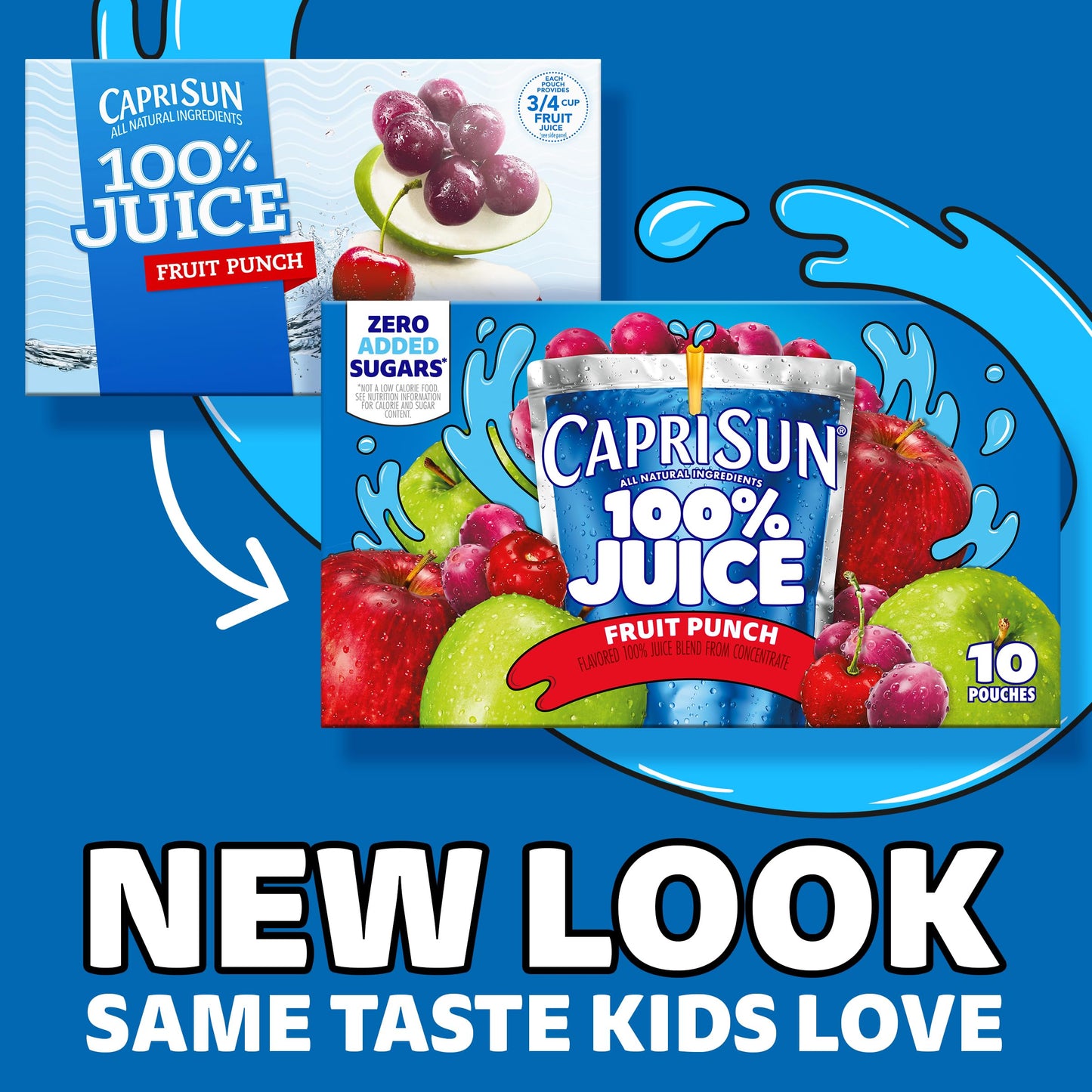 Capri Sun 100% Juice Fruit Punch Naturally Flavored Kids Juice Blend (40 ct Pack, 4 Boxes of 10 Pouches)