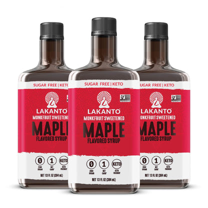 Lakanto Sugar Free Maple Syrup - Monk Fruit Sweetener, Keto Diet Friendly, Vegan, 1g Net Carbs, Pancakes, Waffles, Oatmeal, Coffee, Tea, Granola, Frosting, Marinade, Dressing (13 Fl Oz - Pack of 1)