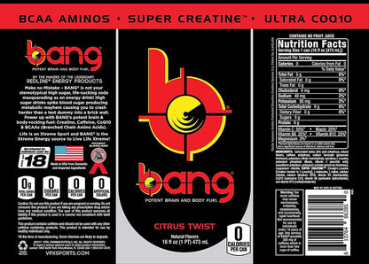 Bang Energy Bangster Berry, Sugar-Free Energy Drink, 16-Ounce (Pack of 12)