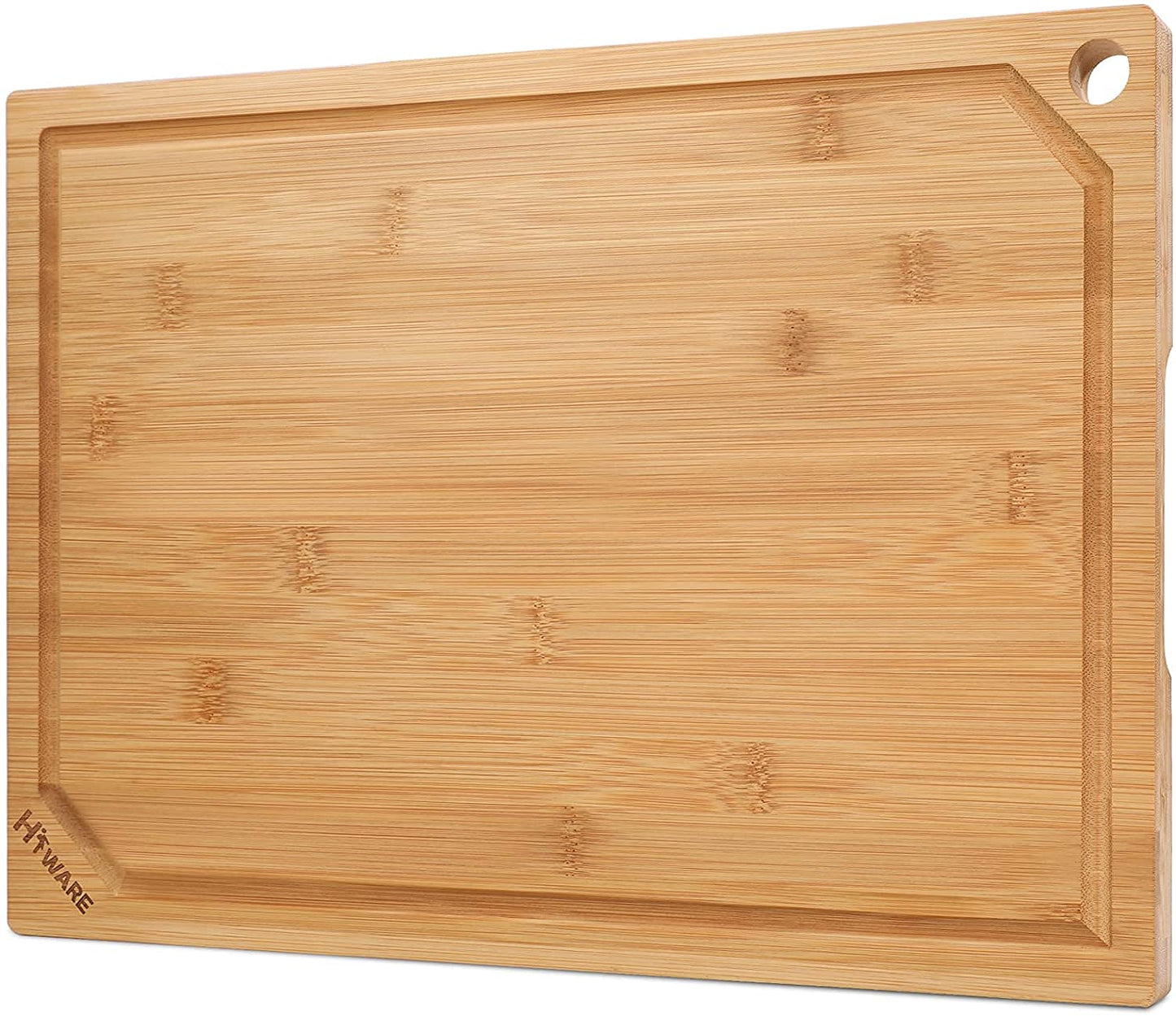 Hiware Extra Large Bamboo Cutting Board for Kitchen, Heavy Duty Wood Cutting Boards with Juice Groove, 100% Organic Bamboo, Pre Oiled, 18" x 12"