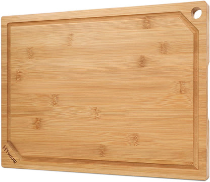 Hiware Extra Large Bamboo Cutting Board for Kitchen, Heavy Duty Wood Cutting Boards with Juice Groove, 100% Organic Bamboo, Pre Oiled, 18" x 12"