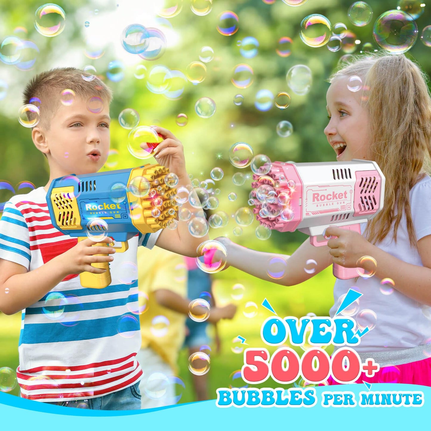 Toys for 3-8 Year Old Boys Girls: 2 Pack Bubble Machine for Kids with Bubble Solution, Gifts for 3 4 5 6 7 8 Years Old Boy Birthday Toy for Kid Toddlers Ages 4-6 Outdoor Wedding Bubbles Wands