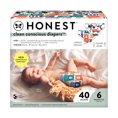 The Honest Company Clean Conscious Diapers | Plant-Based, Sustainable | Above It All + Pandas | Club Box, Size Newborn, 72 Count