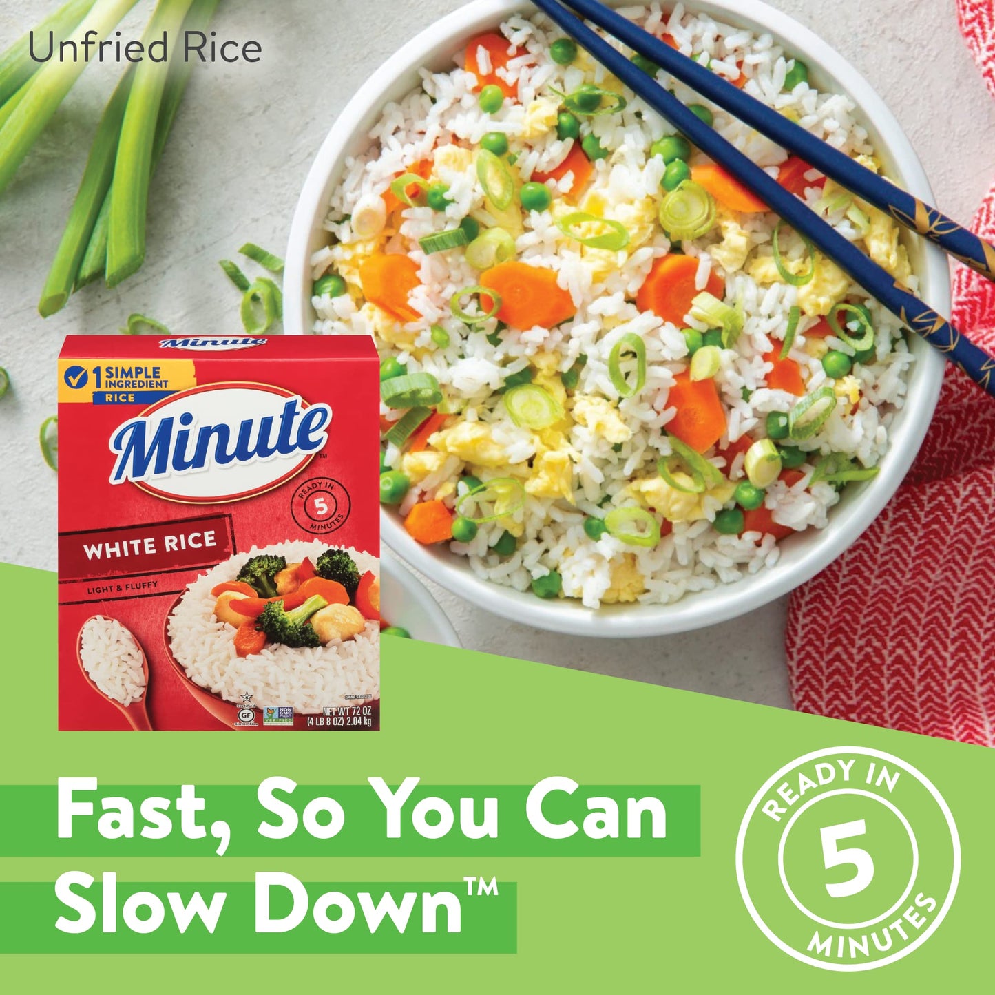 Minute White Rice, Instant White Rice for Quick Dinner Meals, 72-Ounce Box