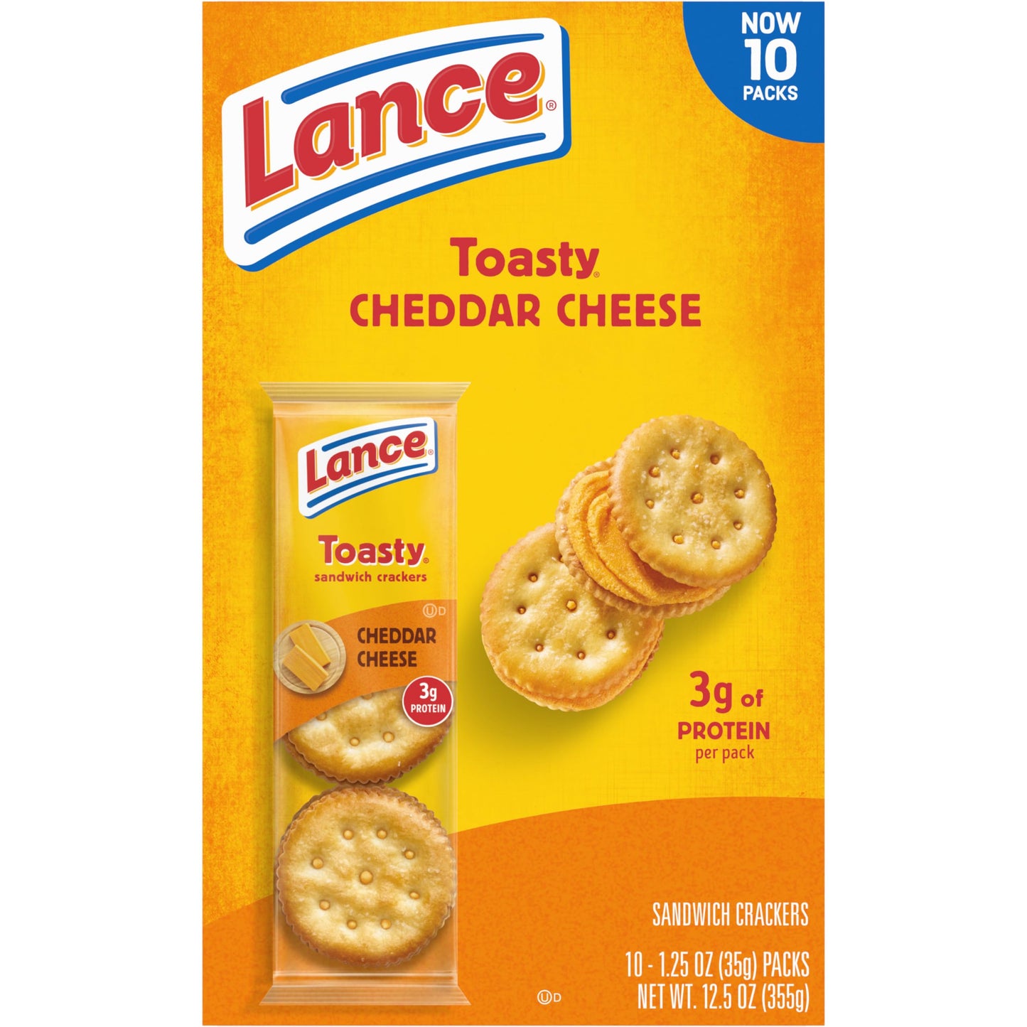 Lance Sandwich Crackers, Captain's Wafer Grilled Cheese, 10 Individual Packs, 6 Sandwiches Each