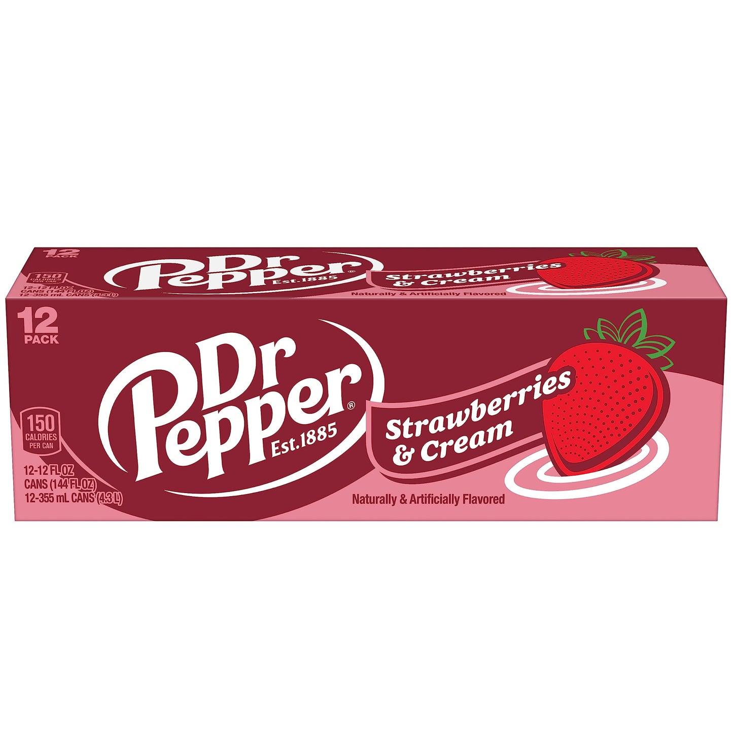 Dr Pepper Zero Strawberries and Cream Soda, 12 fl oz cans, 12 Pack