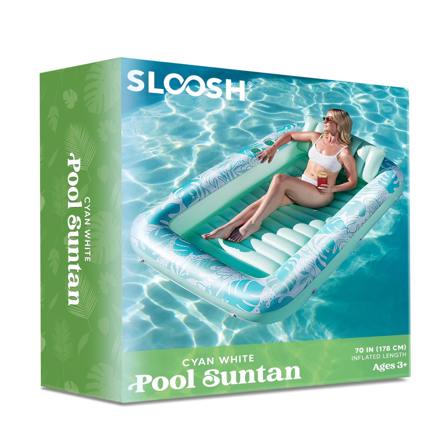 Sloosh Inflatable Tanning Pool Lounger Float for Adults, 70" x 46" Large Suntan Tub Pool Floats Sun Tan Tub Ice Bath Tub Tanning Bed Blow up Pool Raft Lounge Floatie, L-Blue