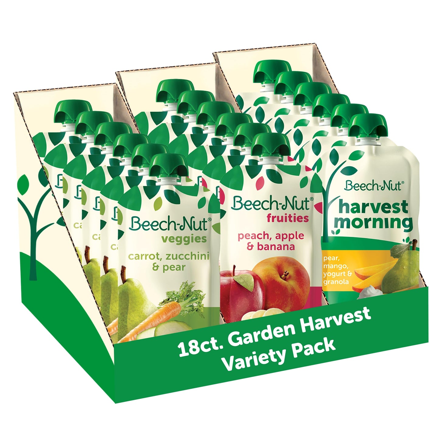 Beech-Nut Baby Food Pouches Variety Pack, Veggie Purees, 3.5 oz (18 Pack)