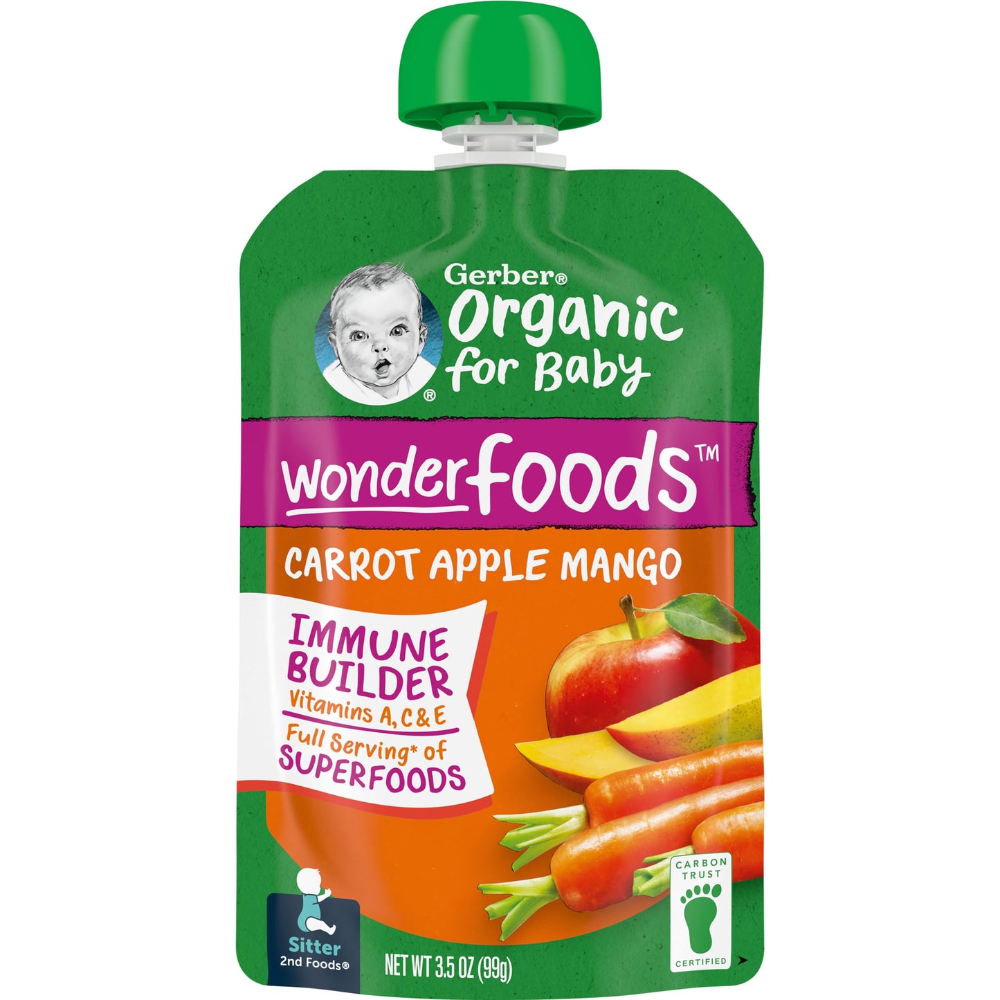 Gerber Organic Baby Food Pouches, 2nd Foods for Sitter, Fruit & Veggie Variety Pack, 3.5 Ounce (Set of 18)