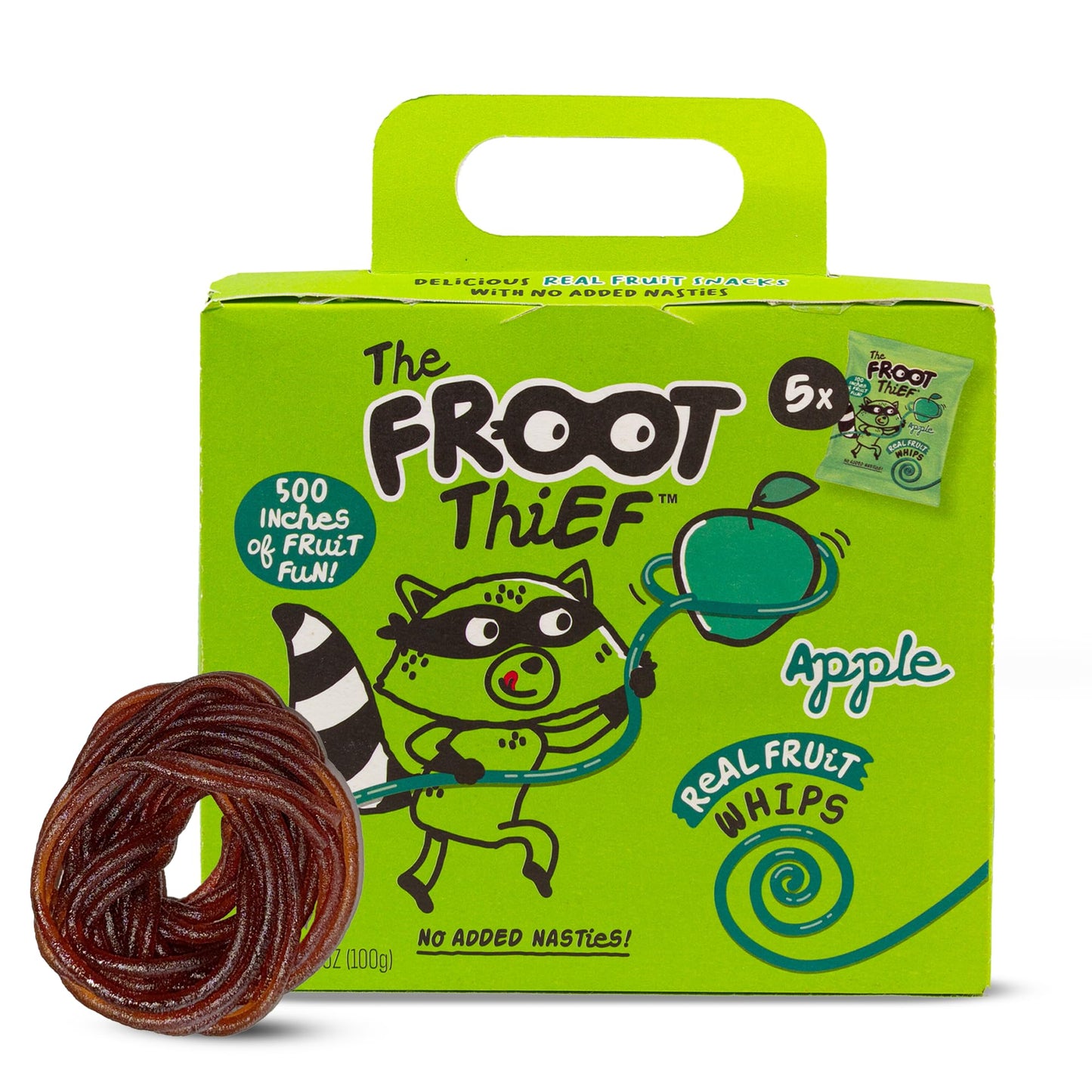 The FROOT Thief Real Fruit Snack Whips Strawberry Flavor, Nut Free, 100% Natural, Gluten-Free, Non-GMO, No Artificial Colors or Flavors, Pack of 5