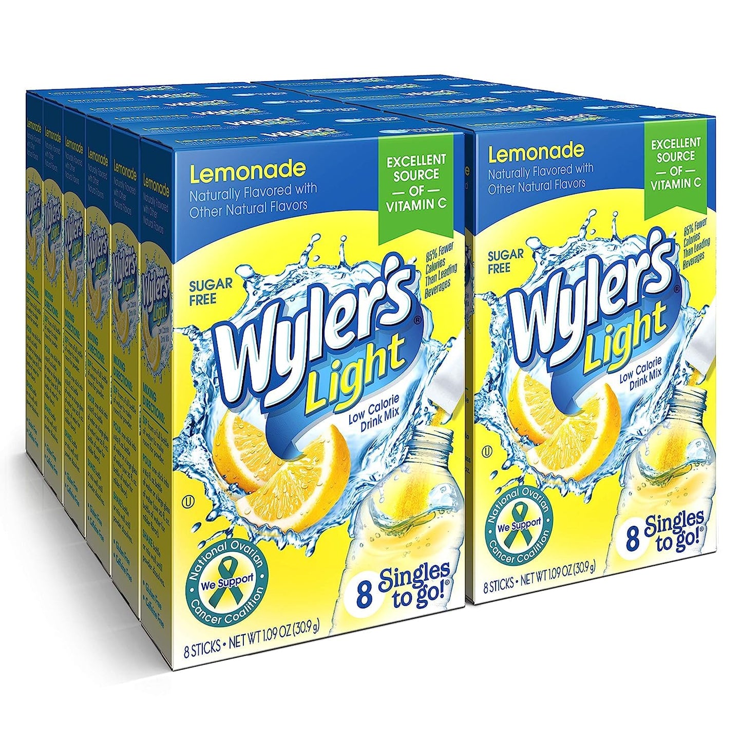 Wyler's Light Singles to Go Powder Packets, Water Drink Mix, Variety Pack, Pink, Strawberry & Blueberry Lemonade, Sugar & Caffeine Free, On-The-Go, 40 Count