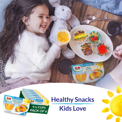 Dole Fruit Bowls Diced Peaches in 100% Juice Snacks, 4oz 12 Total Cups, Gluten & Dairy Free, Bulk Lunch Snacks for Kids & Adults