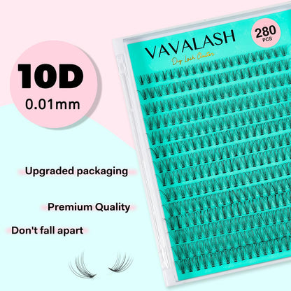 VAVALASH DIY Lash Extension Kit 280 Clusters Individual Lashes Kit 30D 40D 0.07D-10-16mm Lash Clusters, Lash Bond and Seal, Lash Tweezer for DIY Eyelash Extension at Home（Kit-30D+40D-0.07D-10-16MIX）