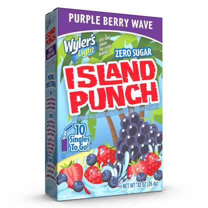 Wyler's Light Island Punch Singles to Go, Variety Pack, Fruity Red Punch, Purple Berry Wave, Berry Jammer and Blue Ocean Breeze, 1 Box (40 Single Servings)