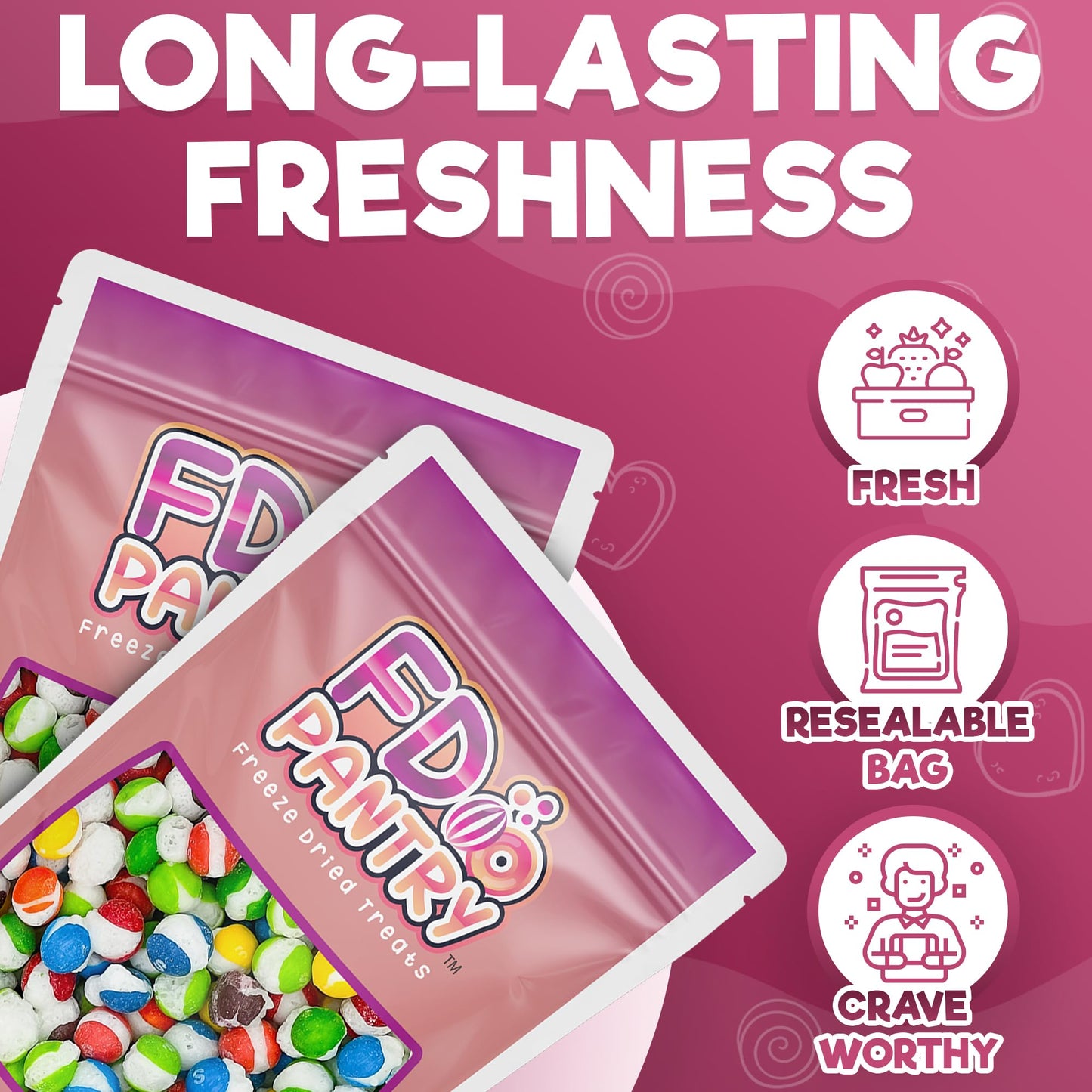 Fruit Crunch Original Candy Freeze Dried 16 oz 1 pound - Assortment Strawberry, Orange, Lemon, Grape, Lime Flavors Large 1lb Big Bag Pouch - Ideal Gift Snack 16oz