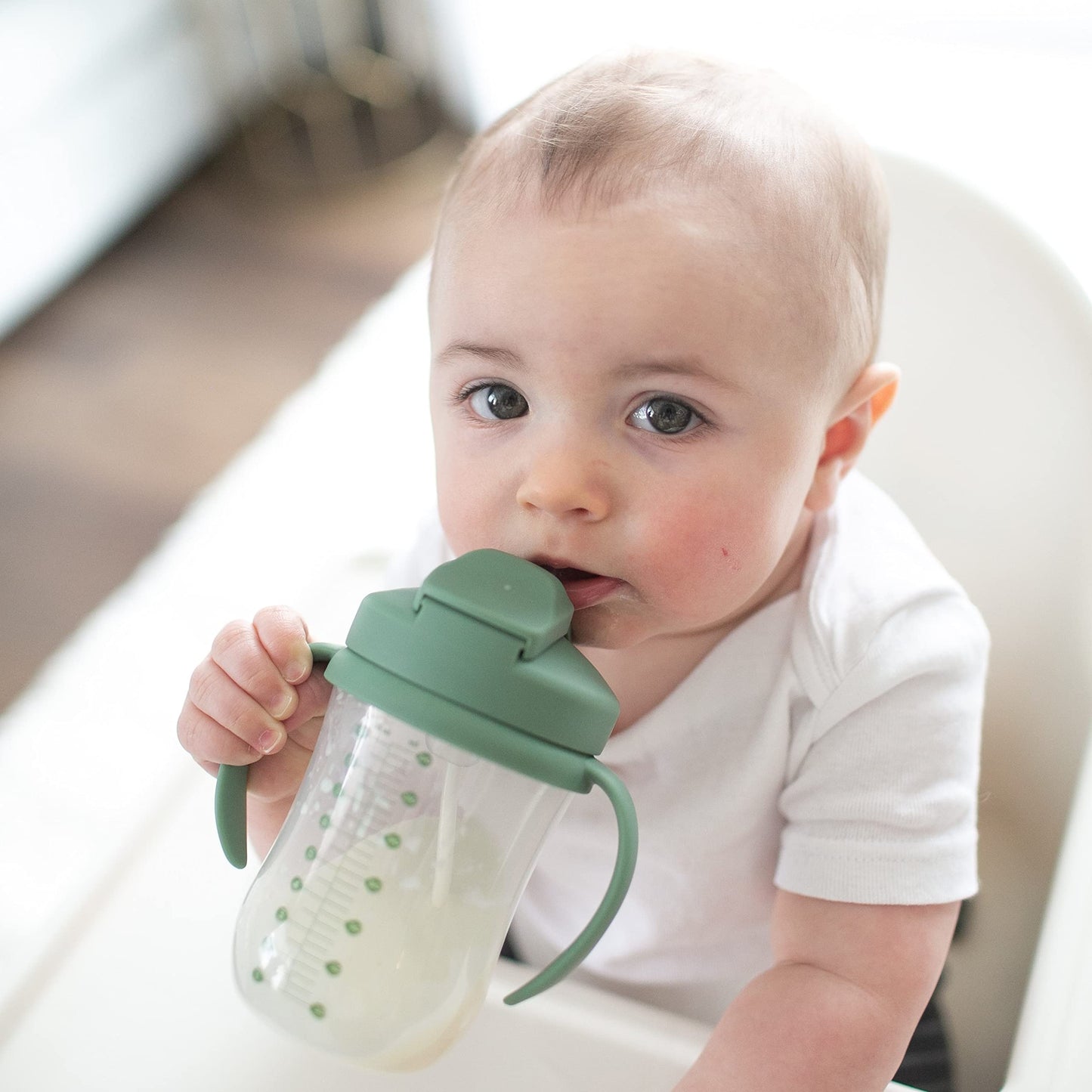 Dr. Brown’s Milestones Baby’s First Straw Cup, Training Cup with Weighted Straw, Dark Blue, 6m+